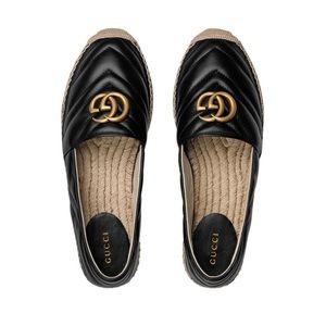 Gucci Leather Espadrille with Double G
Black Matelassé Chevron Leather - Women's